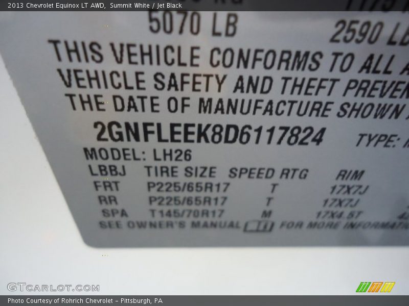 Summit White / Jet Black 2013 Chevrolet Equinox LT AWD