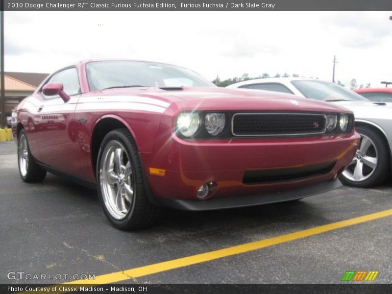 Front 3/4 View of 2010 Challenger R/T Classic Furious Fuchsia Edition