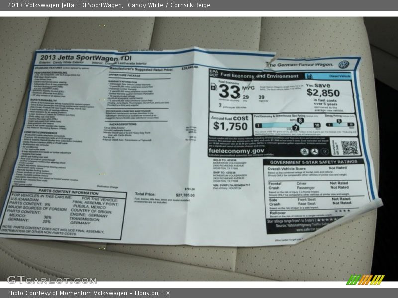 Candy White / Cornsilk Beige 2013 Volkswagen Jetta TDI SportWagen