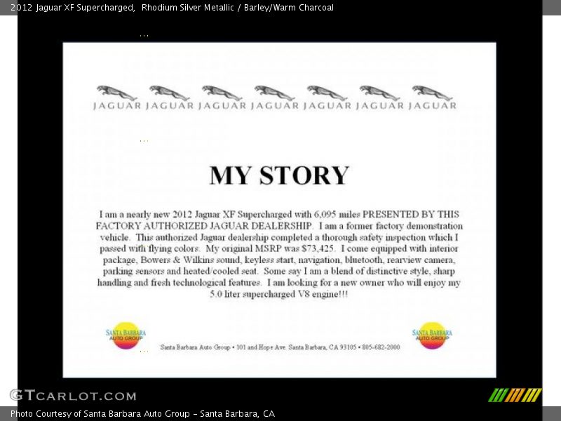 Rhodium Silver Metallic / Barley/Warm Charcoal 2012 Jaguar XF Supercharged