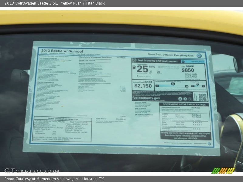 Yellow Rush / Titan Black 2013 Volkswagen Beetle 2.5L
