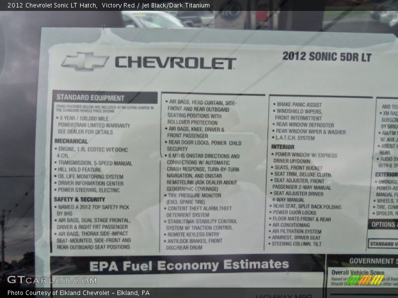 Victory Red / Jet Black/Dark Titanium 2012 Chevrolet Sonic LT Hatch