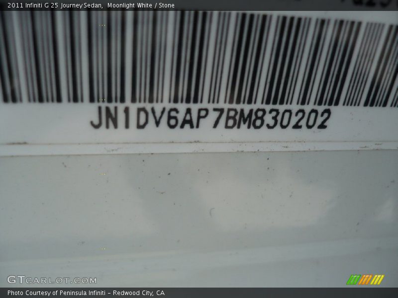 Moonlight White / Stone 2011 Infiniti G 25 Journey Sedan