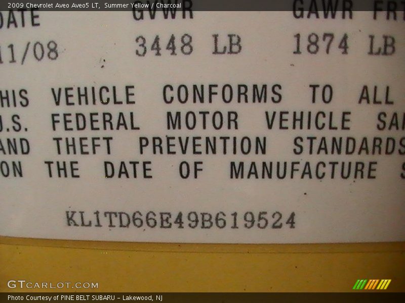 Summer Yellow / Charcoal 2009 Chevrolet Aveo Aveo5 LT
