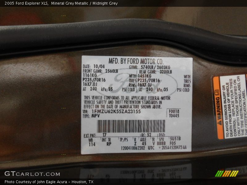 Mineral Grey Metallic / Midnight Grey 2005 Ford Explorer XLS