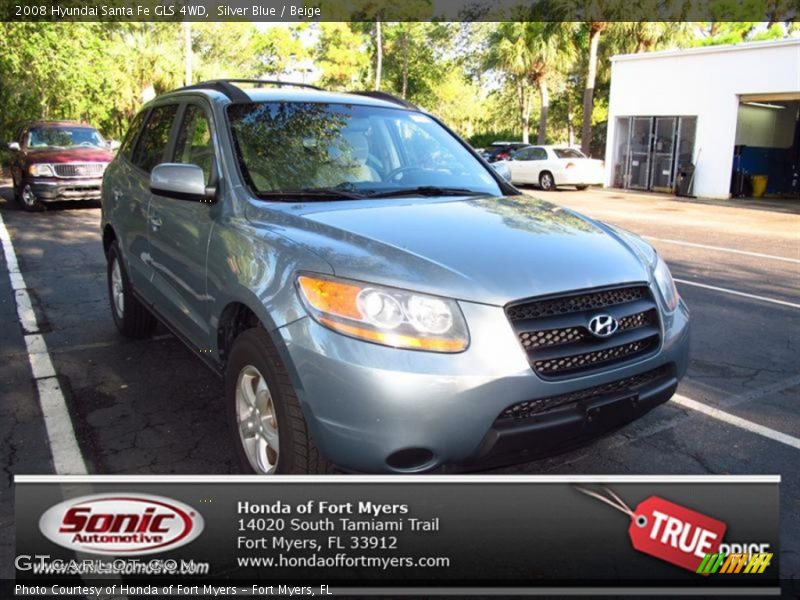 Silver Blue / Beige 2008 Hyundai Santa Fe GLS 4WD