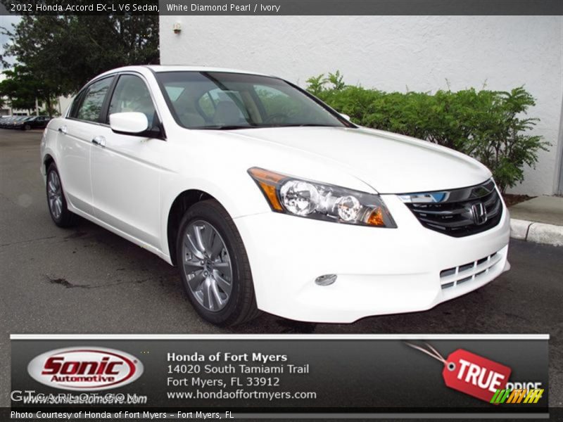 White Diamond Pearl / Ivory 2012 Honda Accord EX-L V6 Sedan