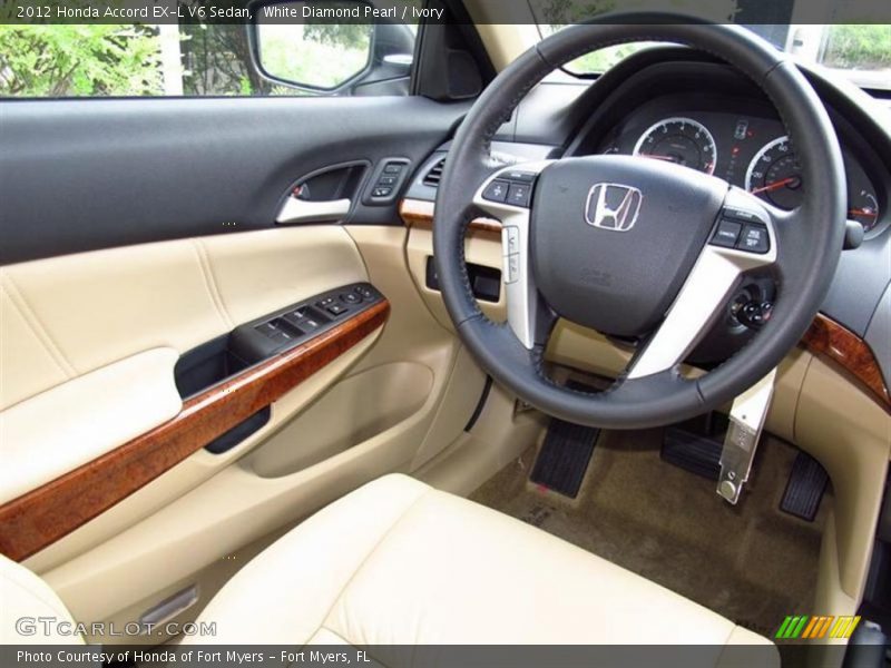 White Diamond Pearl / Ivory 2012 Honda Accord EX-L V6 Sedan