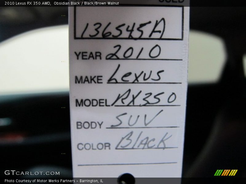 Obsidian Black / Black/Brown Walnut 2010 Lexus RX 350 AWD