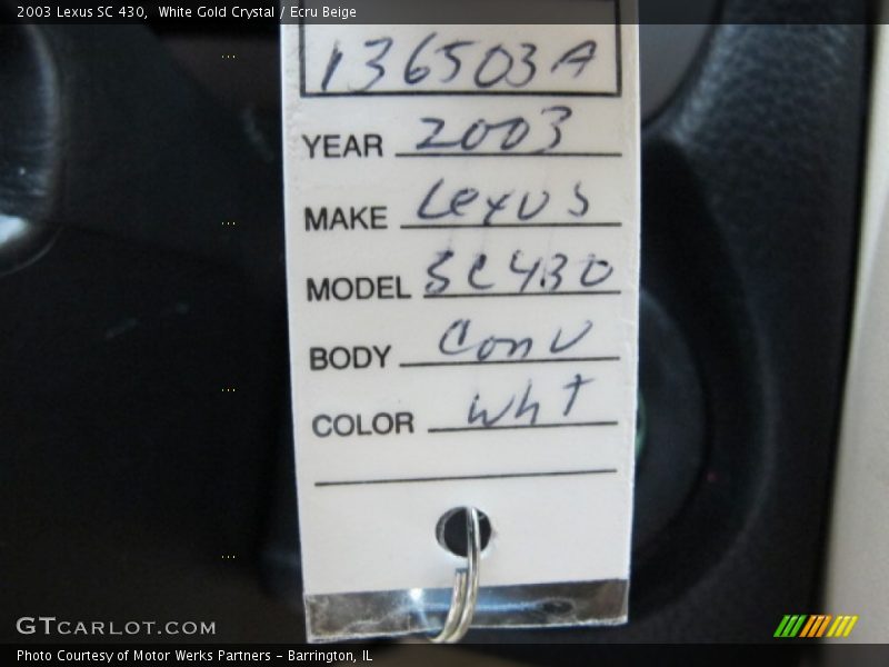 White Gold Crystal / Ecru Beige 2003 Lexus SC 430