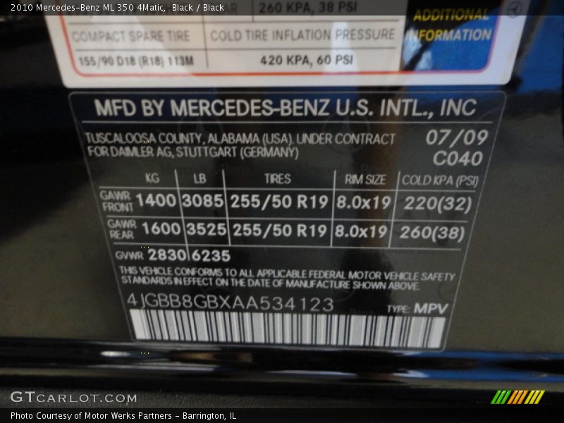 Black / Black 2010 Mercedes-Benz ML 350 4Matic