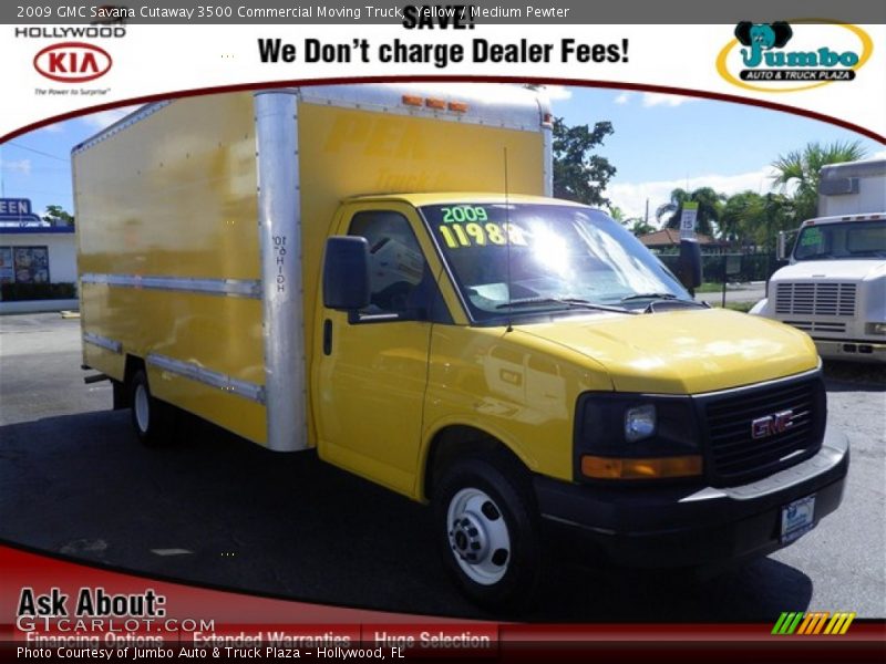 Yellow / Medium Pewter 2009 GMC Savana Cutaway 3500 Commercial Moving Truck