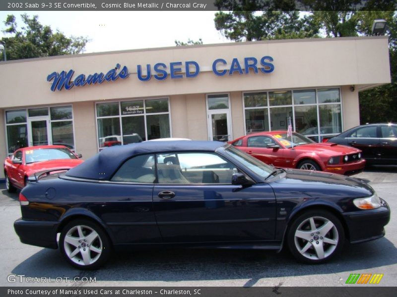 Cosmic Blue Metallic / Charcoal Gray 2002 Saab 9-3 SE Convertible