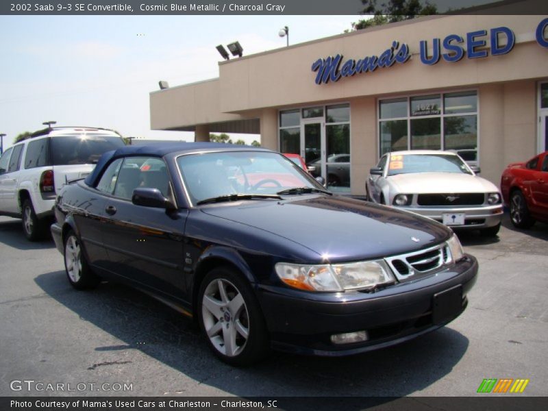 Cosmic Blue Metallic / Charcoal Gray 2002 Saab 9-3 SE Convertible