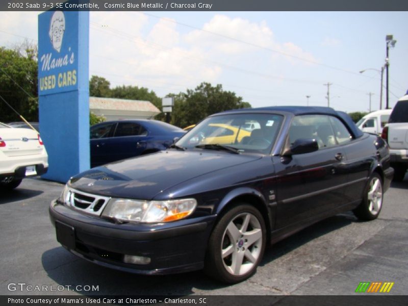 Cosmic Blue Metallic / Charcoal Gray 2002 Saab 9-3 SE Convertible