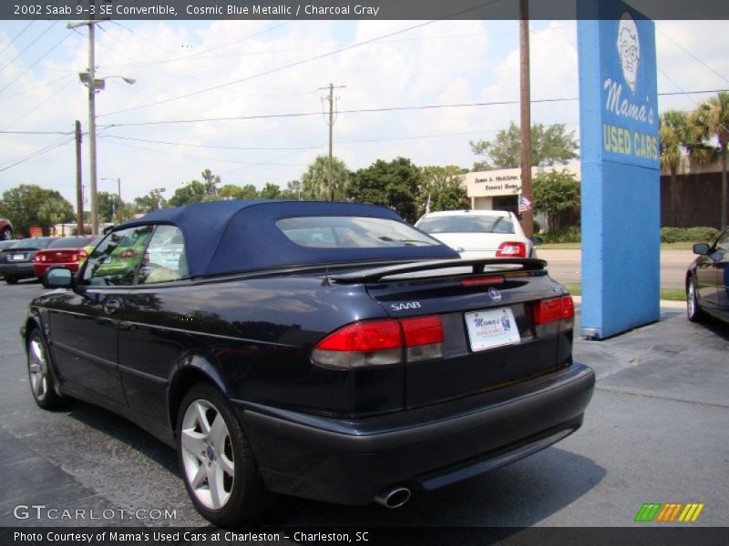 Cosmic Blue Metallic / Charcoal Gray 2002 Saab 9-3 SE Convertible