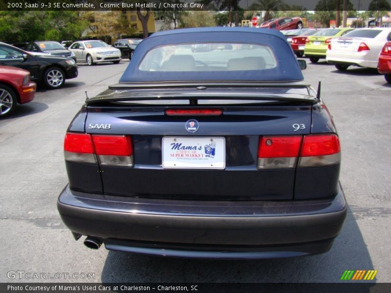 Cosmic Blue Metallic / Charcoal Gray 2002 Saab 9-3 SE Convertible