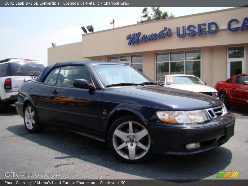 Cosmic Blue Metallic / Charcoal Gray 2002 Saab 9-3 SE Convertible