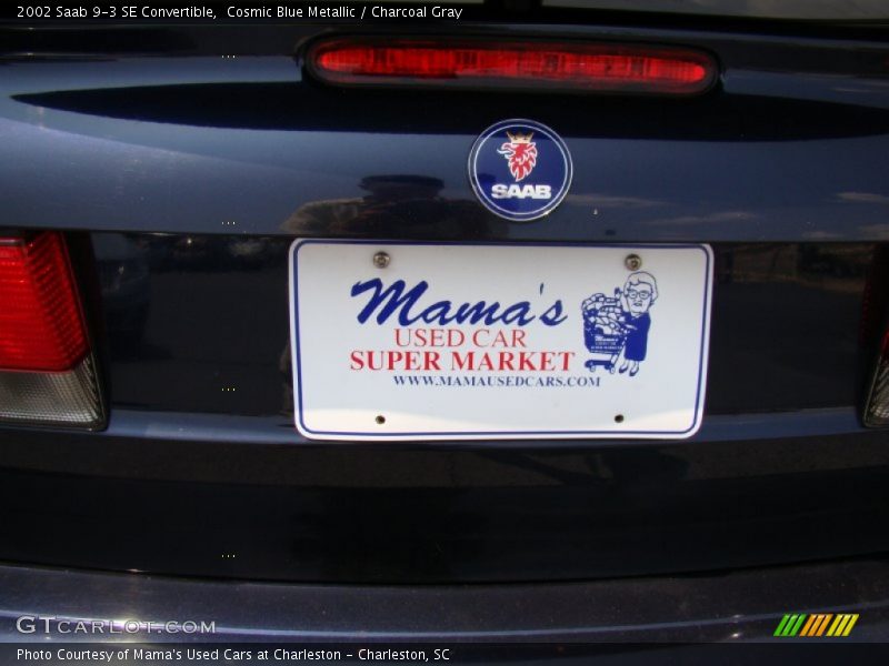 Cosmic Blue Metallic / Charcoal Gray 2002 Saab 9-3 SE Convertible