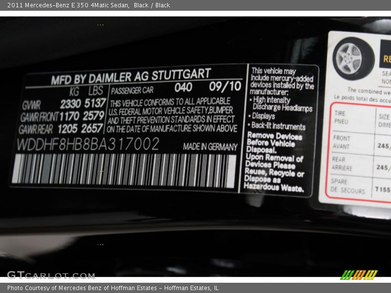 Black / Black 2011 Mercedes-Benz E 350 4Matic Sedan