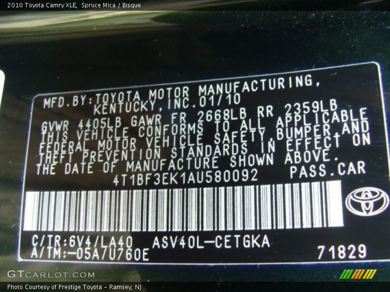 Spruce Mica / Bisque 2010 Toyota Camry XLE