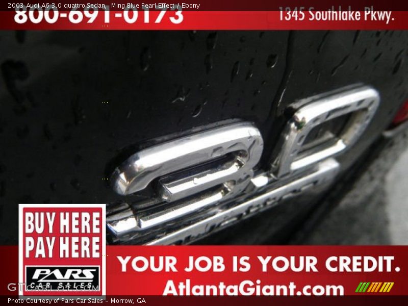 Ming Blue Pearl Effect / Ebony 2003 Audi A6 3.0 quattro Sedan