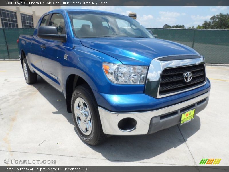 Blue Streak Metallic / Beige 2008 Toyota Tundra Double Cab