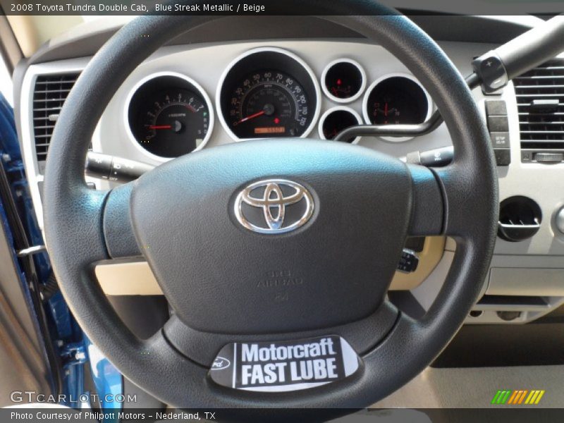 Blue Streak Metallic / Beige 2008 Toyota Tundra Double Cab