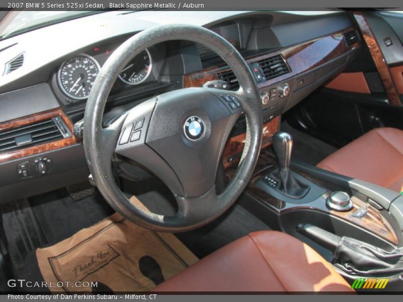 Black Sapphire Metallic / Auburn 2007 BMW 5 Series 525xi Sedan