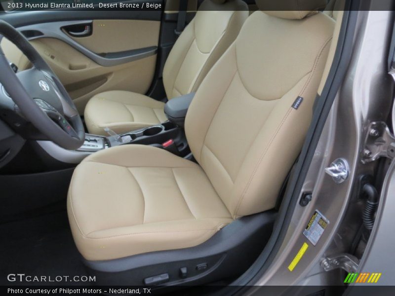 Front Seat of 2013 Elantra Limited