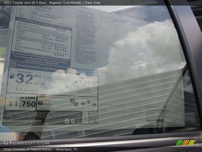 Magnetic Gray Metallic / Dark Gray 2012 Toyota Yaris SE 5 Door