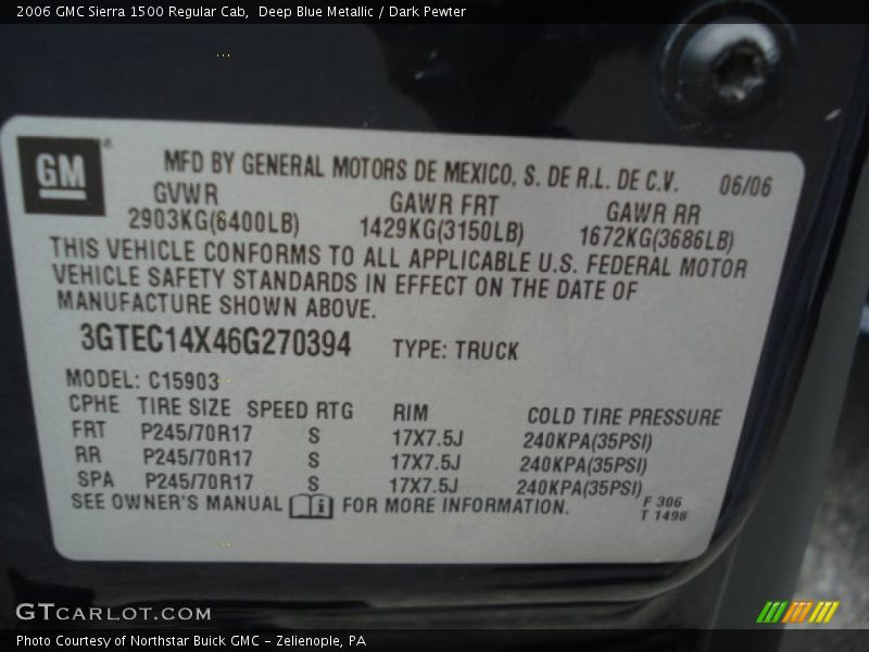 Deep Blue Metallic / Dark Pewter 2006 GMC Sierra 1500 Regular Cab