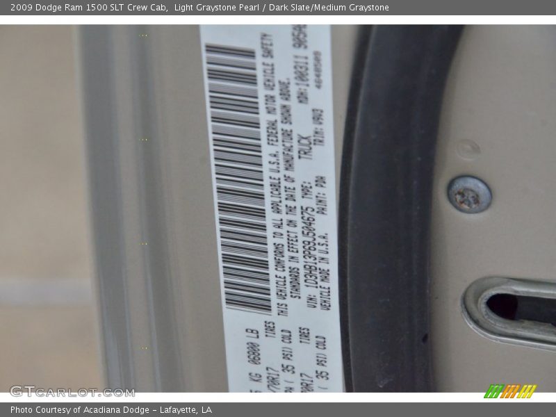 2009 Ram 1500 SLT Crew Cab Light Graystone Pearl Color Code PDA