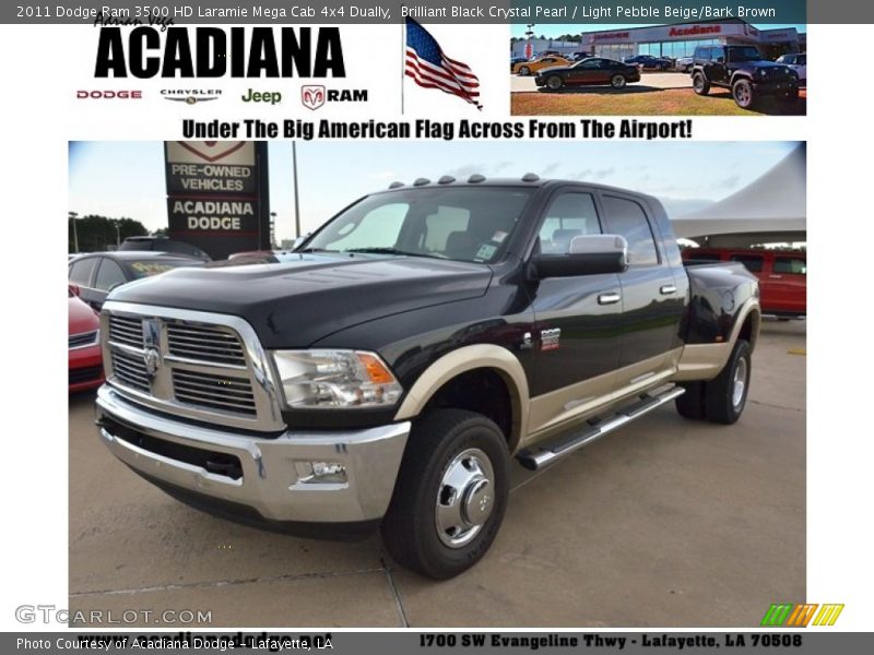 Brilliant Black Crystal Pearl / Light Pebble Beige/Bark Brown 2011 Dodge Ram 3500 HD Laramie Mega Cab 4x4 Dually