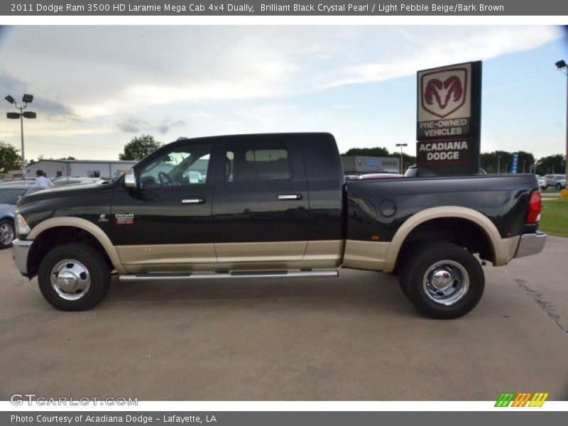 Brilliant Black Crystal Pearl / Light Pebble Beige/Bark Brown 2011 Dodge Ram 3500 HD Laramie Mega Cab 4x4 Dually