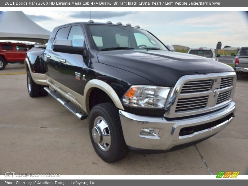 Brilliant Black Crystal Pearl / Light Pebble Beige/Bark Brown 2011 Dodge Ram 3500 HD Laramie Mega Cab 4x4 Dually