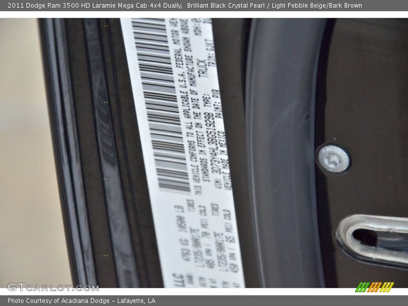 Brilliant Black Crystal Pearl / Light Pebble Beige/Bark Brown 2011 Dodge Ram 3500 HD Laramie Mega Cab 4x4 Dually