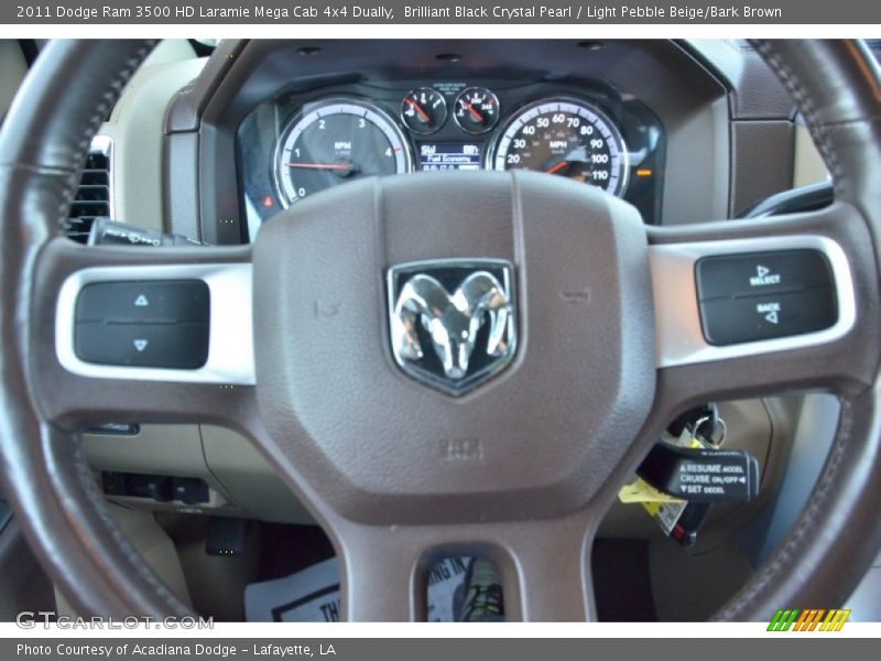 Brilliant Black Crystal Pearl / Light Pebble Beige/Bark Brown 2011 Dodge Ram 3500 HD Laramie Mega Cab 4x4 Dually