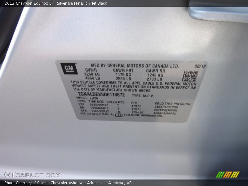 Silver Ice Metallic / Jet Black 2013 Chevrolet Equinox LT
