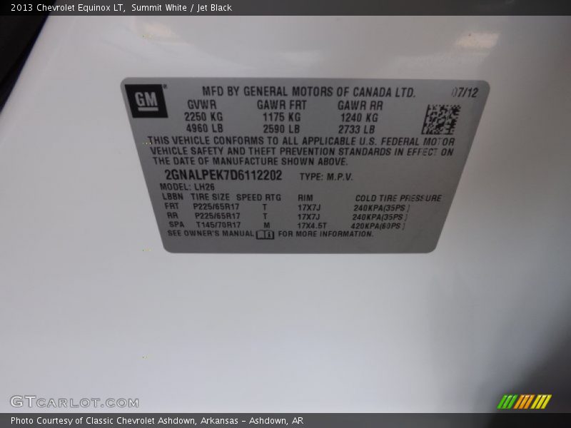 Summit White / Jet Black 2013 Chevrolet Equinox LT