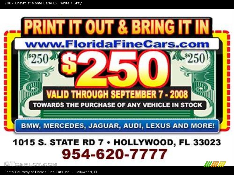 White / Gray 2007 Chevrolet Monte Carlo LS