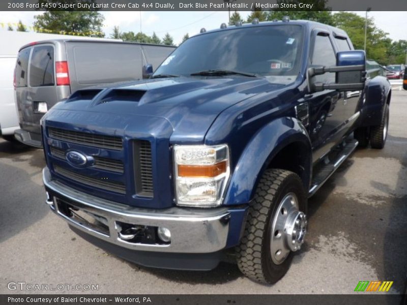 Dark Blue Pearl Metallic / Medium Stone Grey 2008 Ford F450 Super Duty Lariat Crew Cab 4x4 Dually