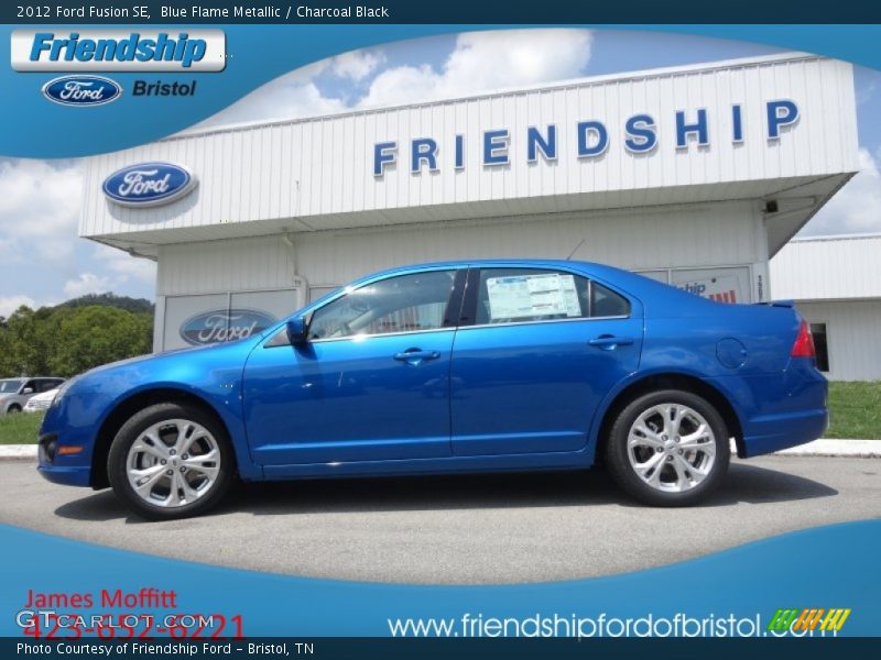 Blue Flame Metallic / Charcoal Black 2012 Ford Fusion SE
