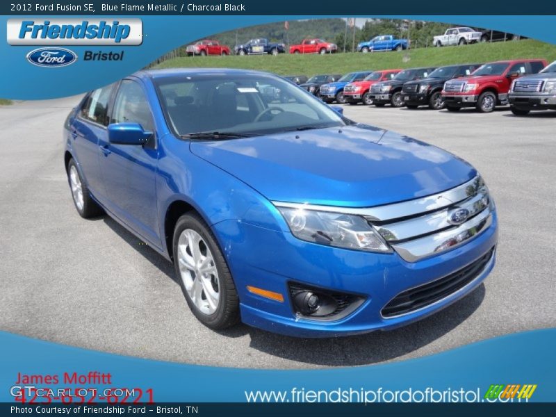 Blue Flame Metallic / Charcoal Black 2012 Ford Fusion SE