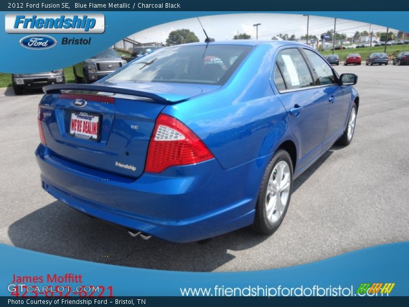 Blue Flame Metallic / Charcoal Black 2012 Ford Fusion SE