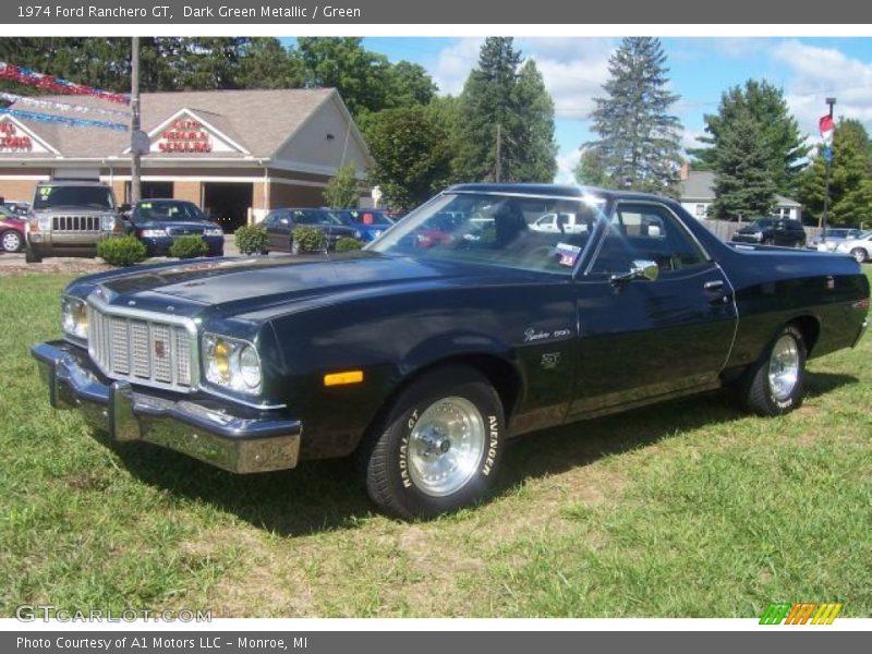 Dark Green Metallic / Green 1974 Ford Ranchero GT