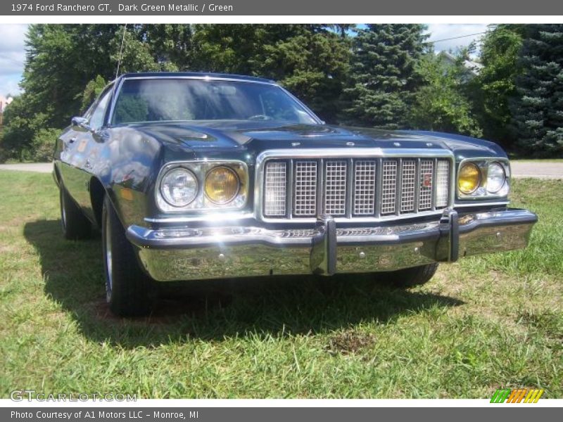 Dark Green Metallic / Green 1974 Ford Ranchero GT