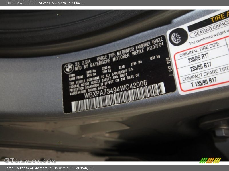 Silver Grey Metallic / Black 2004 BMW X3 2.5i