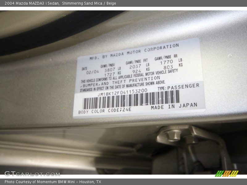 Shimmering Sand Mica / Beige 2004 Mazda MAZDA3 i Sedan