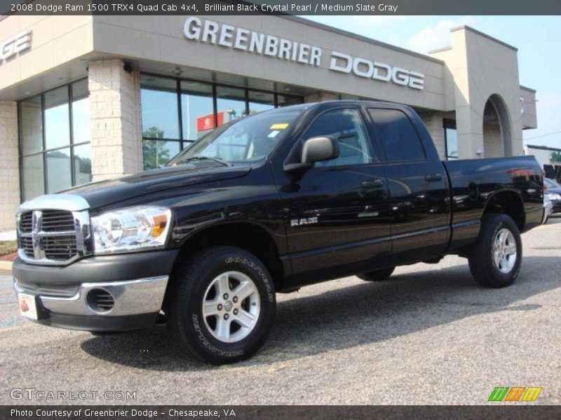 Brilliant Black Crystal Pearl / Medium Slate Gray 2008 Dodge Ram 1500 TRX4 Quad Cab 4x4